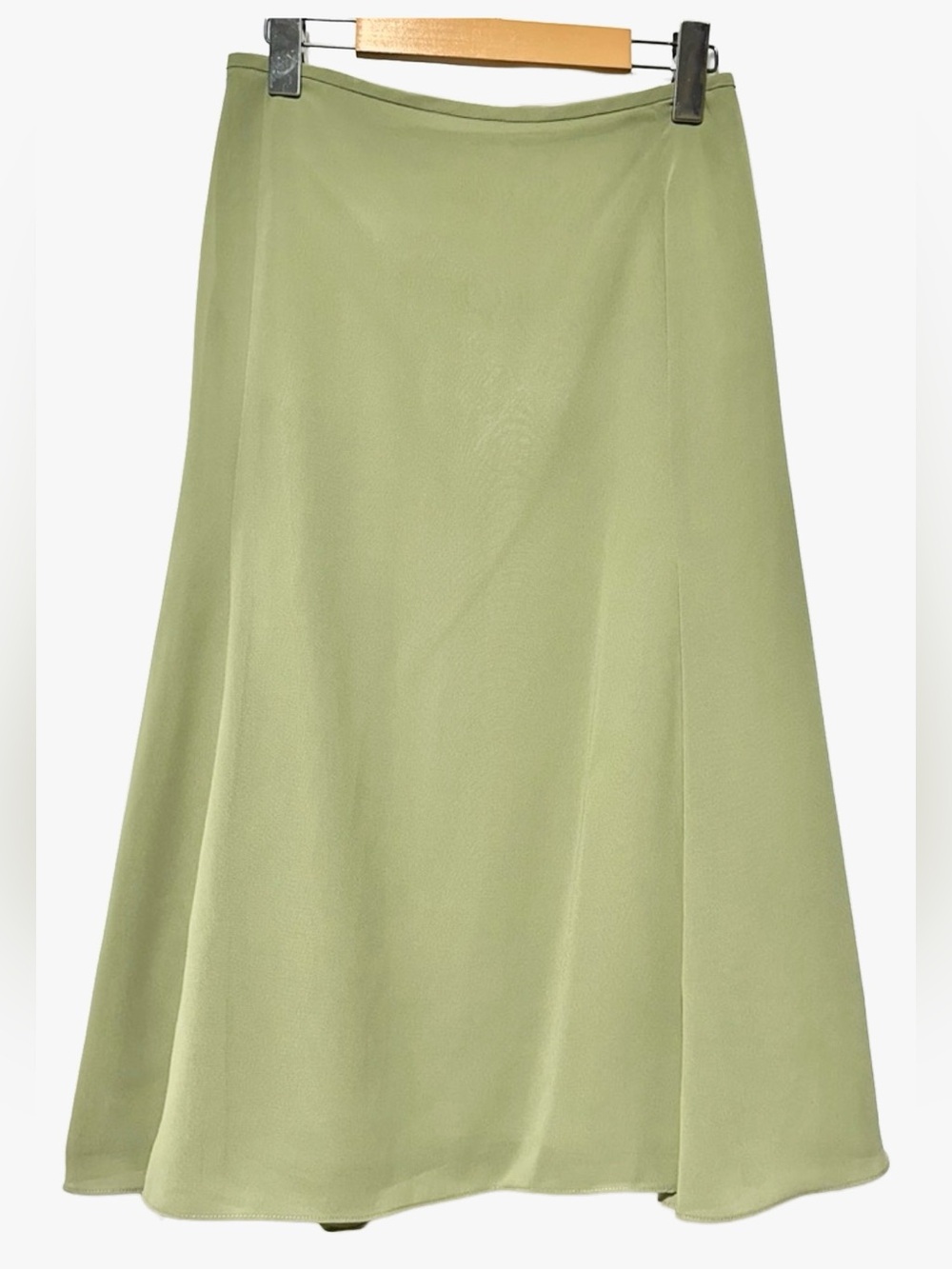 ALFRED SUNG Olive A Line Midi Skirt Classic Minimalist Office Plus 22